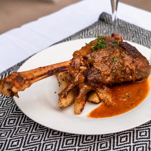 Lamb Shank + Greek Lemon Potatoes + Green Beans