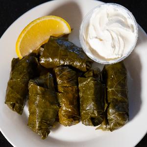 Dolmades 6 With Beef + Yogurt + Side Salad