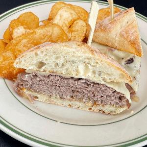 Warm Prime Rib Sandwich